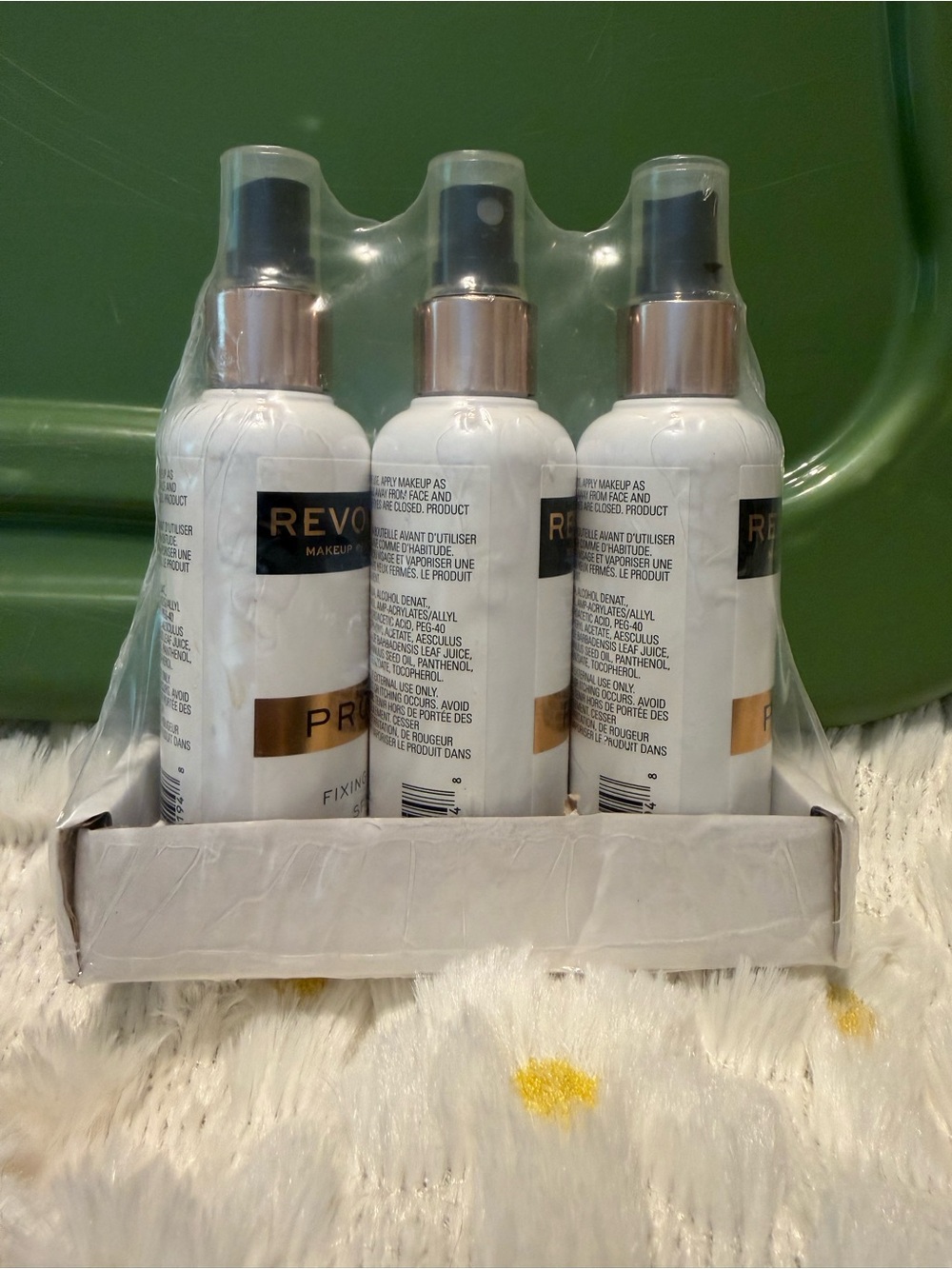 Revolution White Setting Spray Trio with Rose Gold Pumps